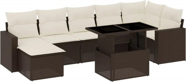 vidaXL 8-tlg Garten-Sofagarnitur aus braunem Poly-Rattan mit Kissen Modell 16 - Bild 1
