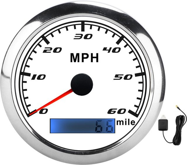 DIYelecs Universeller GPS-Tachometer mit roter Hintergrundbeleuchtung, IP67 wasserdicht, Farbe: Weiß - Bild 1