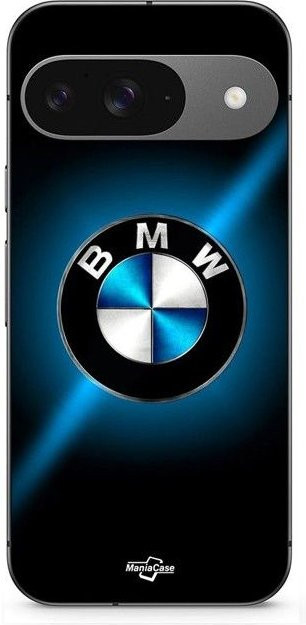 MANIACASE Handyhülle für Google Pixel 9 mit BMW Logo in Glänzend Schwarz und Blau - Bild 1