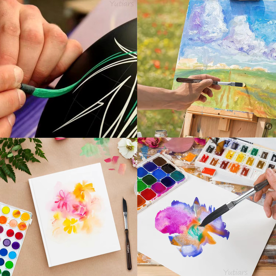 5-teiliges Yutiars Pinselset für Detailmalerei aus Holz für Aquarell und Ölfarben - Bild 3