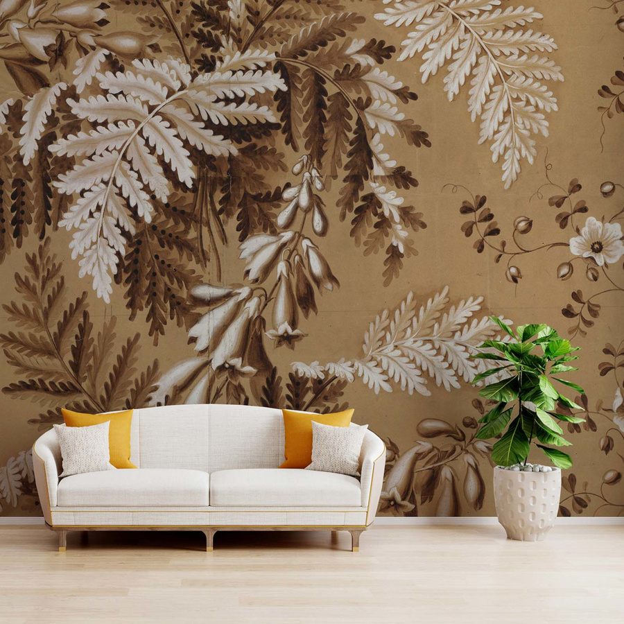 NLXL Mural Big Pattern Feuilles Wandtattoo mit floralem Vintage-Design in Braun - Bild 2