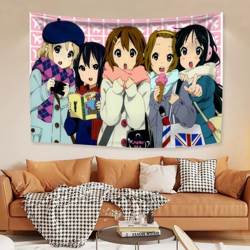 VIKAMA K-ON! Anime Wandteppich im Vintage-Stil aus Polyester, Mehrfarbig, B: 60 cm, H: 40 cm - Bild 1