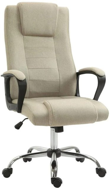 HOMCOM Bürostuhl in Beige mit Wippenfunktion und Rollen, B/T/H: 62 x 76 x 110-119 cm - Bild 1