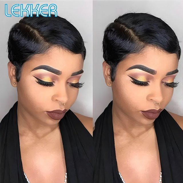 Lekker Pixie Cut Perücke, 100 % Echthaar, Brasilianisches Remy Haar, Damen - Bild 1