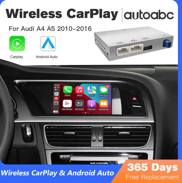 AUTOABC Drahtloses CarPlay und Android Auto Interface für Audi A4 A5 Q5 S5 B8 (2008–2016) mit 3G MMI inklusive Mirror Link und AirPlay für die Frontansicht - Bild 1