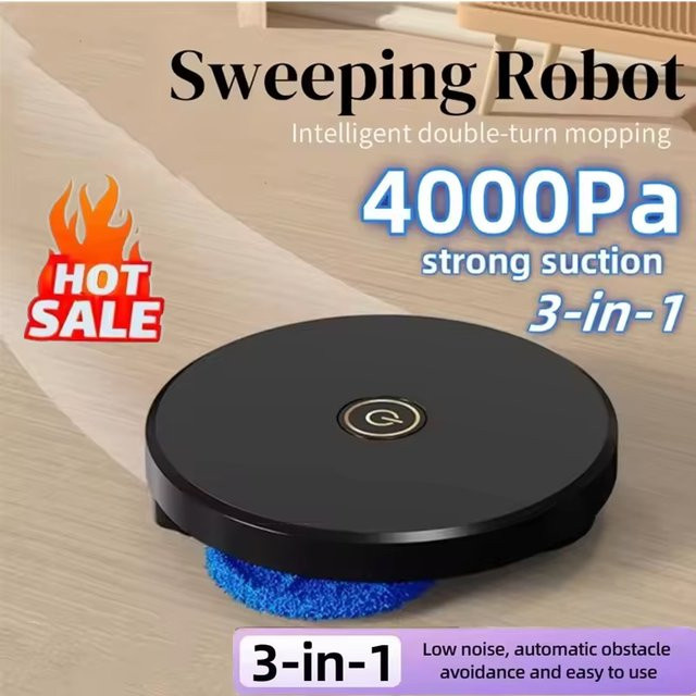 XMSJ Intelligente 3-in-1 Kehr- und Wischmaschine mit USB-Aufladung in Schwarz - Bild 1