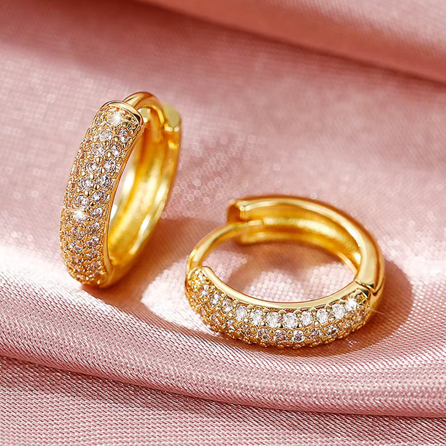 Huitan Luxus Creolen, Gold, Zirkonia, Damen - Bild 2