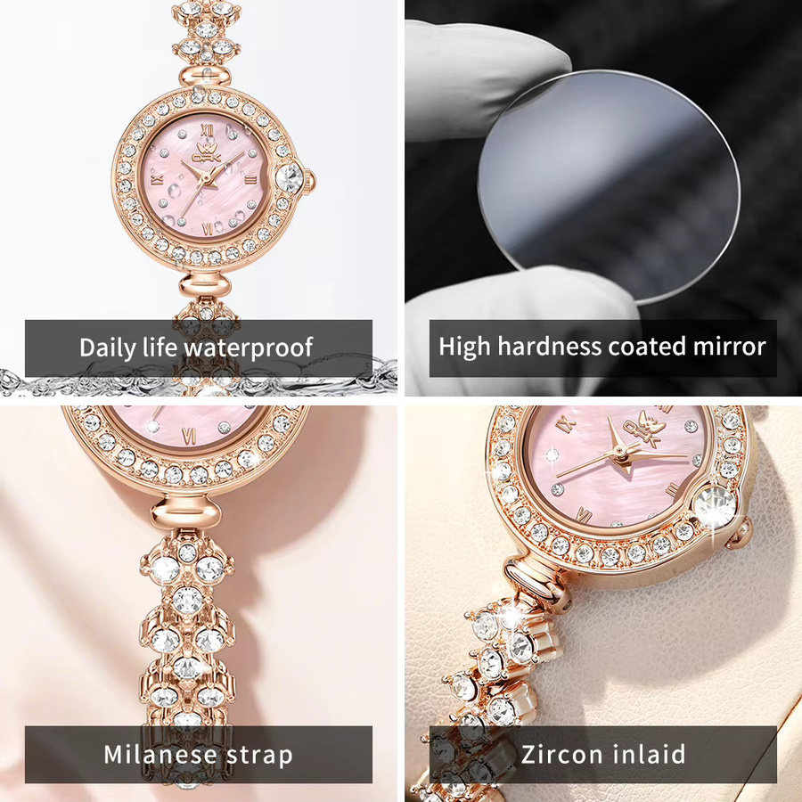 OPK Armbanduhr, Edelstahl, Roségold, Diamant, Quarz, Damen - Bild 3