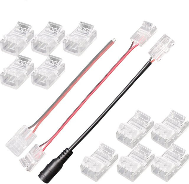 MJJC 2-polige LED-Streifen-Anschlussleiste für 8 mm und 10 mm LED-Streifen, transparente Anschlussklemme für 5050 2835 SMD COB Bandlampen - Bild 1