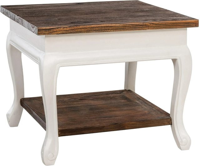 CLP Couchtisch Thordis aus Holz in Shabby Chic, quadratisch, dunkelbraun/weiß, B/T/H: 60 x 60 x 60 cm - Bild 1