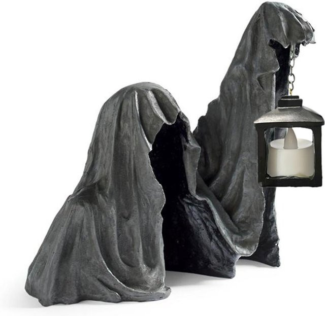 CosyHome Halloween Geist mit Laterne Statue als realistische Geisterskulptur in Schwarz und Grau zur Gartendekoration - Bild 1