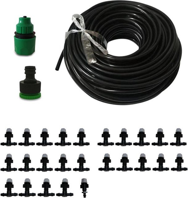Kayusha Garten Sprinkler Set mit 25 Düsen für Nebel-Kühlsystem und Hochdruck-Vernebler in Schwarz, 20 m Länge - Bild 1