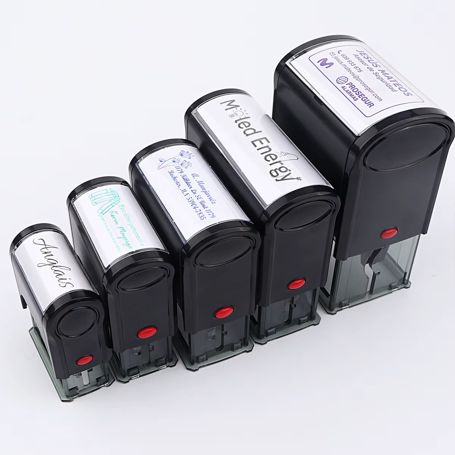 Personalisierter selbstfärbender Stempel mit individuellem Logo oder Text in Rot - Bild 2
