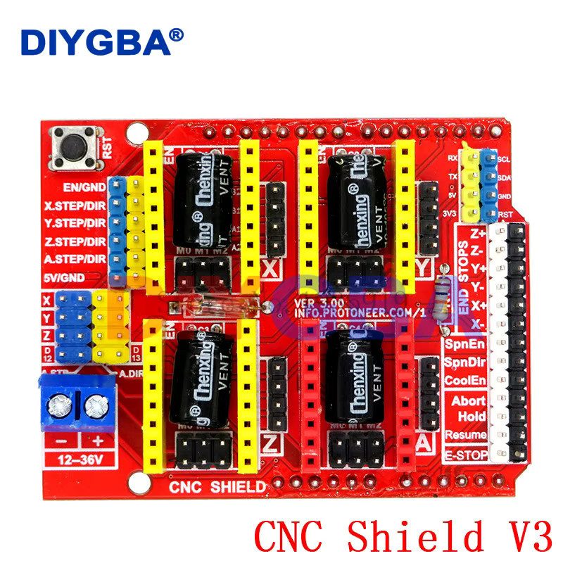 DNIGEF CNC Shield v3 Set für Arduino mit 4 Stück A4988 und 4 Stück DRV8825 Schrittmotortreibern in Rot - Bild 2