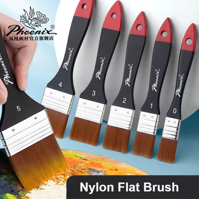 PHOENIX Flat Art Pinsel Set aus Nylon für Acryl, Aquarell, Gesso und Holz in 1, 3 oder 8 Stück - Bild 1