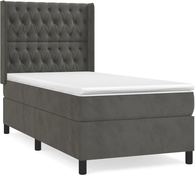 vidaXL Boxspringbett mit Matratze Dunkelgrau B: 80 cm, L: 200 cm, Samt und Taschenfederkern - Bild 1
