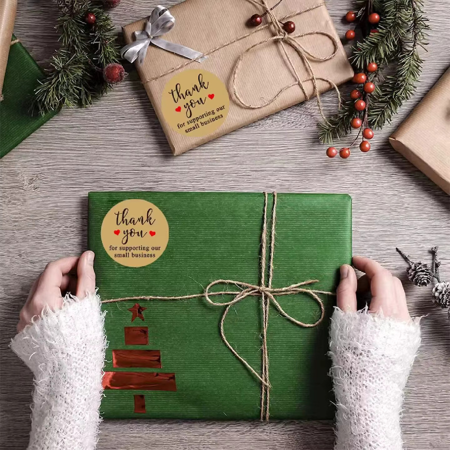 500 Stück Dankeschön-Aufkleber aus braunem Kraftpapier für Hochzeiten, Geburtstage und DIY-Geschenke - Bild 3