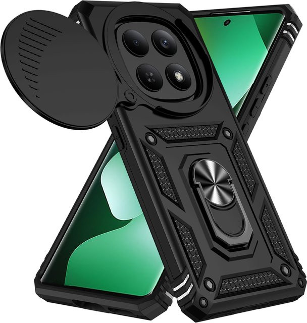 Xiaomi Schutzhülle mit drehbarer Schiebe-Kameralinse in Militärqualität für Redmi Note 15 4G 5G Redmi Note 15 Pro und Redmi Note 14 Pro + in Schwarz oder Rot - Bild 1
