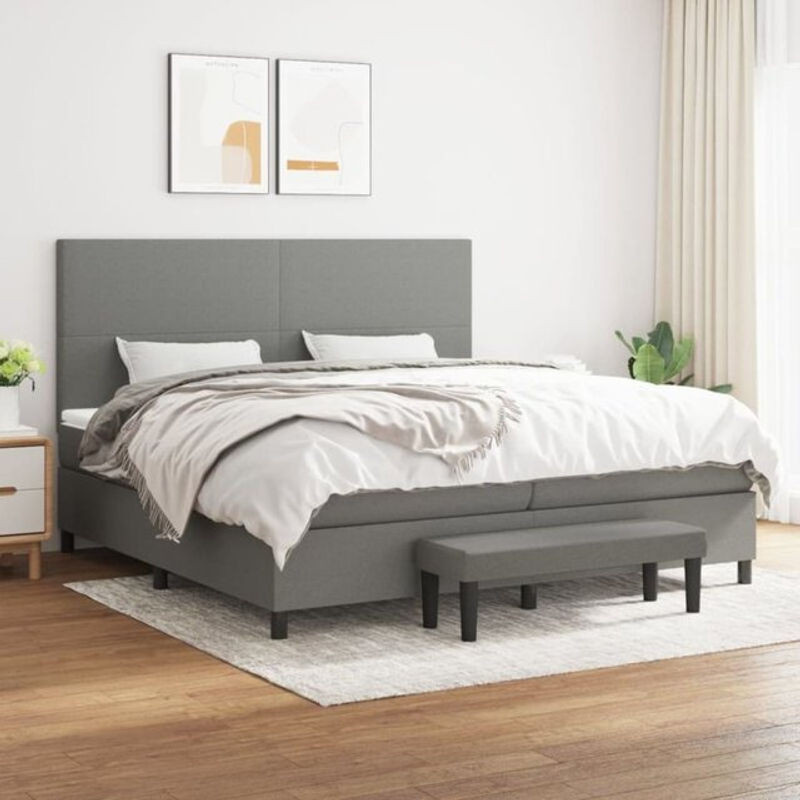 Vidaxl Boxspringbett mit Matratze aus Stoff in Anthrazit Grau B/T: 200 x 200 cm - Bild 1