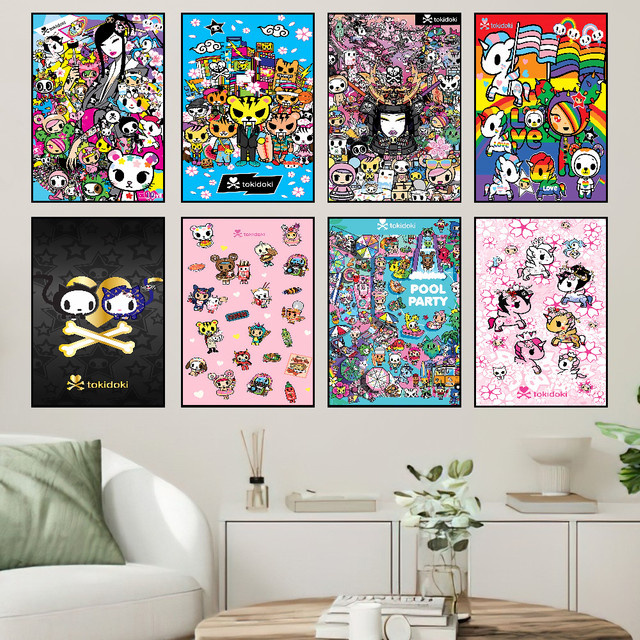 Kawaii T-Tokidoki Wandposter selbstklebend wasserfest aus Papier in Mehrfarben zur Wanddekoration für Kaffeehaus und Bar - Bild 1