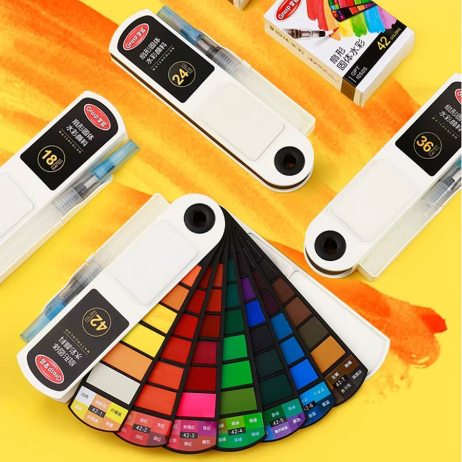 Zusammenklappbares Aquarellfarben-Set mit 42 Farben und Wasserpinselstift in Multicolour - Bild 4