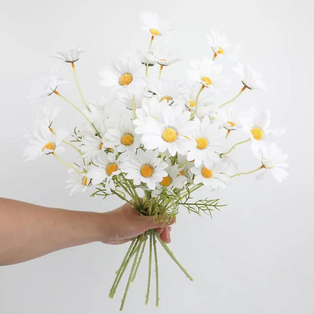 Mango Event Künstlicher Chrysanthemen-Strauß mit 5 Köpfen in Weiß für Hochzeit und Dekoration