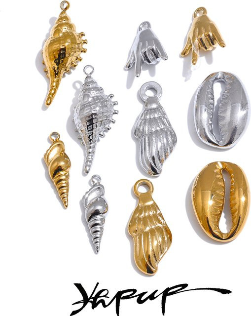 Yhpup Charm Muschelschale, Edelstahl, Gold, Unisex - Bild 1
