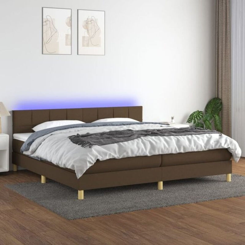 Vidaxl Boxspringbett mit Matratze und Leder-Optik in Braun aus Stoff, B/T: 200 x 200 cm - Bild 1