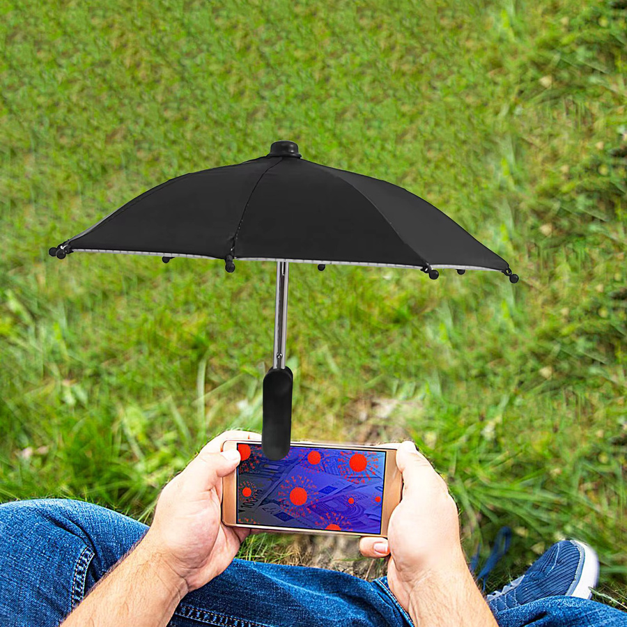 Kleiner Sonnenschirm für Mobiltelefone mit Clip für Auto, Strand und Fotografie in Pink oder Schwarz - Bild 2