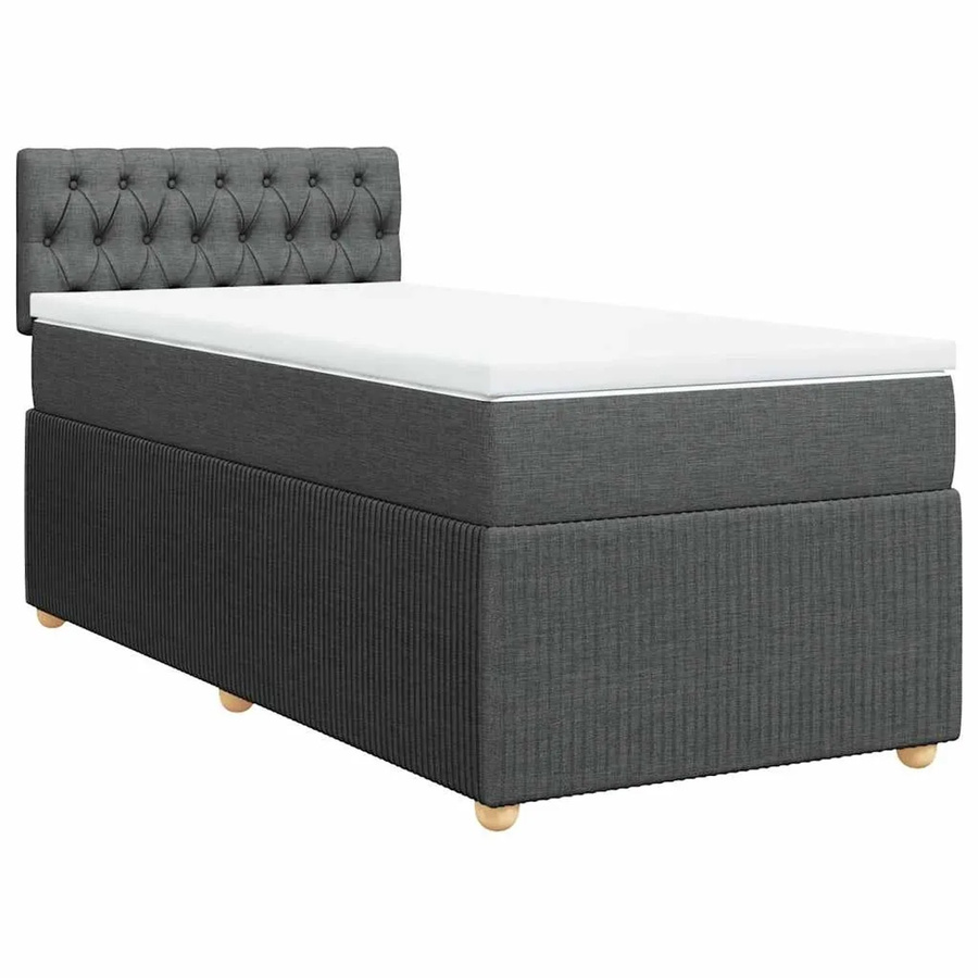 vidaXL Boxspringbett mit Matratze Hybrid-Design Dunkelgrau B: 90 cm, T: 200 cm - Bild 2