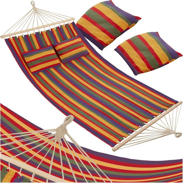 tectake Hängematte Eden für 2 Personen mit Spreitzstäben, Bunt Gestreift, B/T/H: 325 x 150 x 250 cm - Bild 2