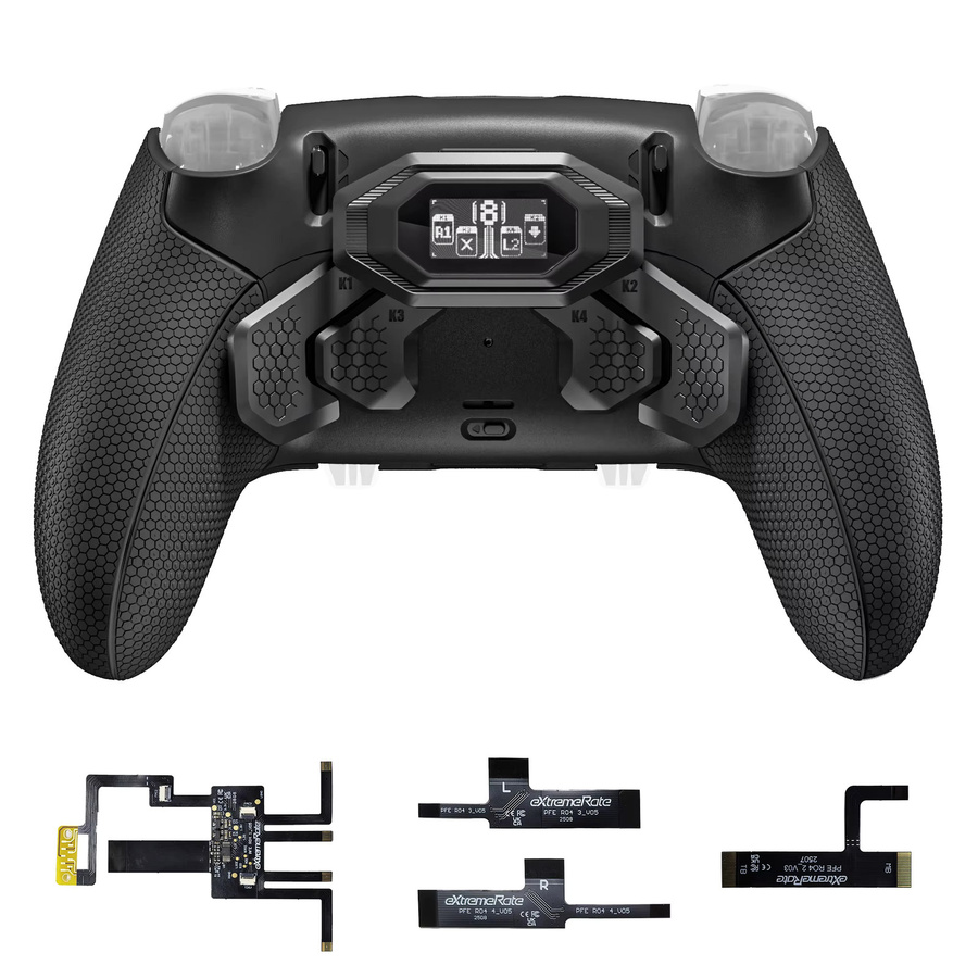 eXtremeRate BEYOND Back Paddles Kit für PS5 Edge Controller mit 4 herausnehmbaren Back-Tasten und OLED-Display, Schwarz - Bild 5