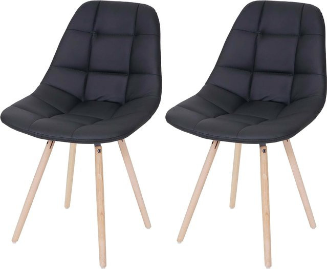 2er-Set MCW Esszimmerstühle A60 II im Retro-Design aus Kunstleder in Schwarz - Bild 1