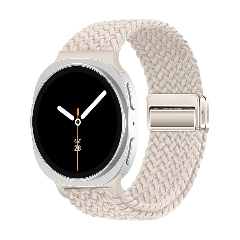 LCAPLE Uhrenarmband, magnetisch geflochten, Textil, Weiß, Samsung Galaxy Watch 8 - Bild 3