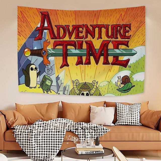 A-Adventures Wandteppich mit Cartoon Time Anime und Mandala Design in Multicolor, Böhmischer Wandbehang im Hippie-Stil - Bild 1