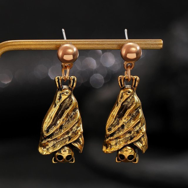 Ohrringe Fledermaus, Schwarz, Gold, Silber, Damen - Bild 1