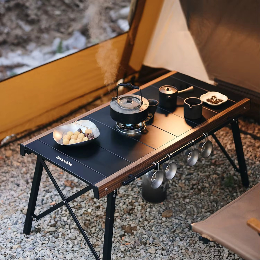 Naturehike Klappbarer IGT-Tisch Multifunktionaler Outdoor-Tisch mit Holz-Optik in Schwarz - Bild 5