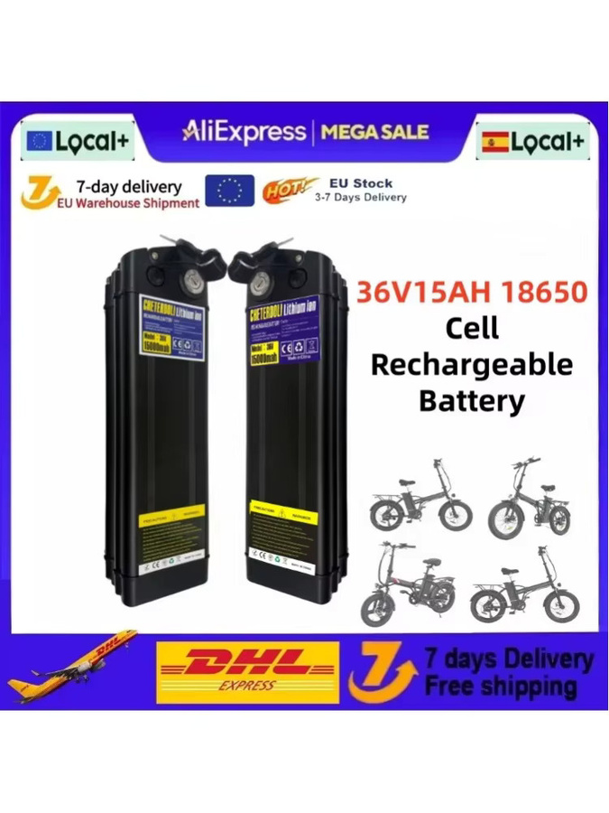 Aleaivy Li-Ion Akku 36V 15Ah mit Sicherheits-BMS für Bafang Silverfish 250-750W Fahrradmotor-Kits, Farbe: Silber/Schwarz - Bild 7