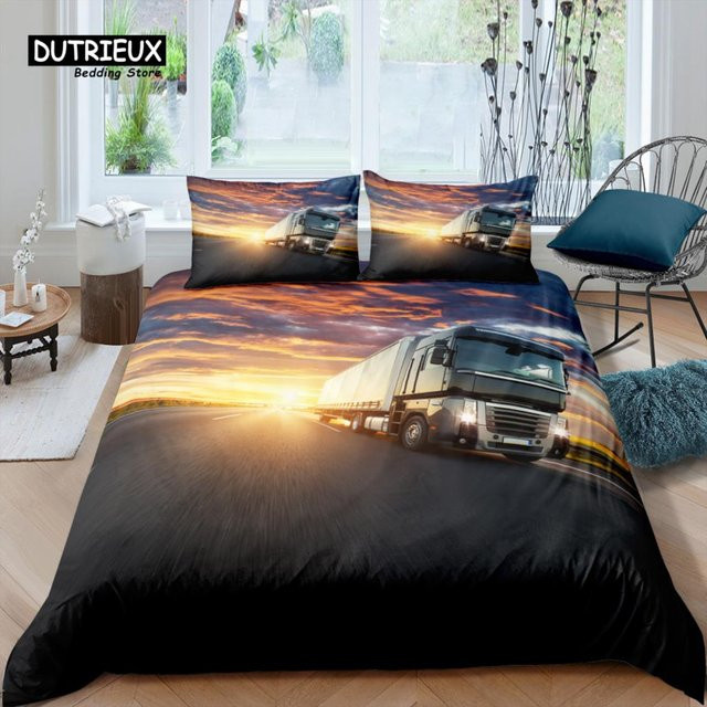 Home Living Luxus 3D LKW Bettwäsche Set mit Bettbezug und Kissenbezug in Rot, B/H: 135 x 200 cm - Bild 1