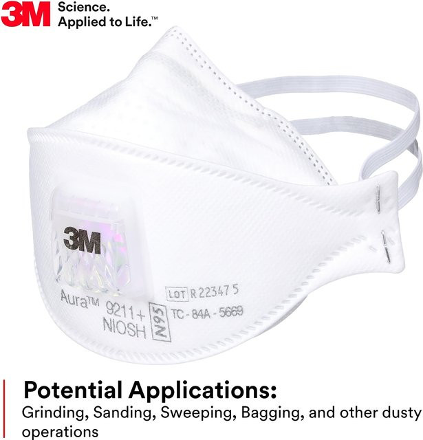 3M Aura 9211+ Partikel-Atemschutzmaske N95 Einwegmaske in Weiß - Bild 1