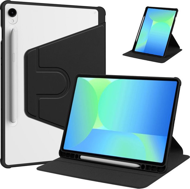 RotationCover Magnetische Schutzhülle für Samsung Galaxy Tab S10 FE und Tab S9 FE 10,9 Zoll mit Stifthalter in Schwarz - Bild 1