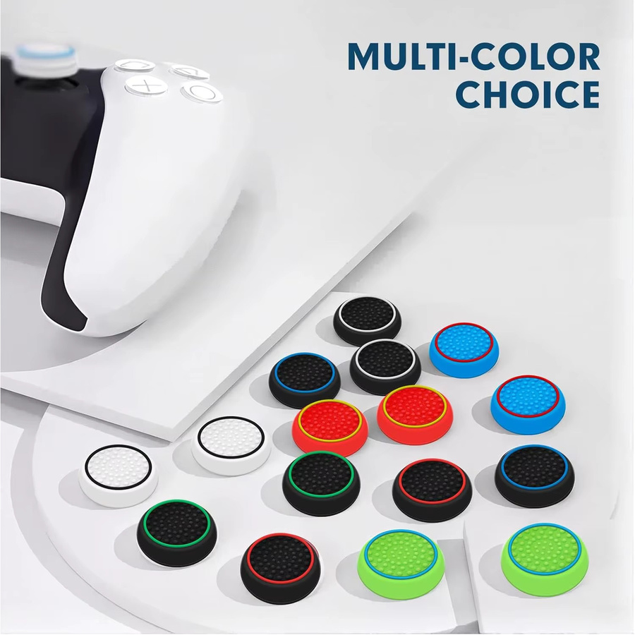 16-teiliges Silikon-Joystick-Kappen Set für PS4 und PS5 in Multicolour, rutschfeste Daumengriffe für Analogsticks - Bild 5