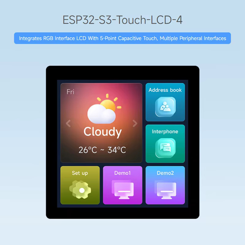 SHCHV ESP32-S3 Entwicklungsplatine mit 4-Zoll-LCD-Display, 32-Bit LX7 Dual-Core-Prozessor, 480 x 480 Pixel Auflösung, WLAN und Bluetooth sowie 5-Punkt-Touchscreen - Bild 2
