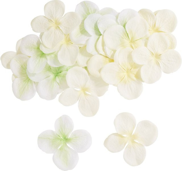 Künstliche Hortensien-Blüten aus Polyester in Cream und Elfenbein - Bild 1