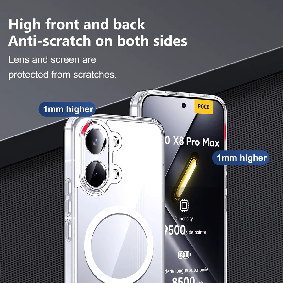 Stoßfeste und kabellose magnetische Ladehülle für Xiaomi Poco X8 Pro Max 5G mit transparenter Rückseite - Bild 5