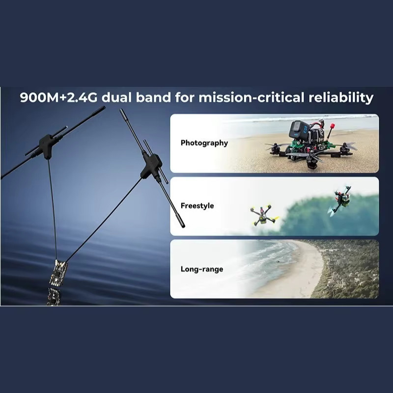 BETAFPV SuperX Dual-Band-Empfänger ELRS True Diversity GemX Gemini 2,4G+915M in Schwarz für RC FPV Langstrecken-Renndrohnen - Bild 2