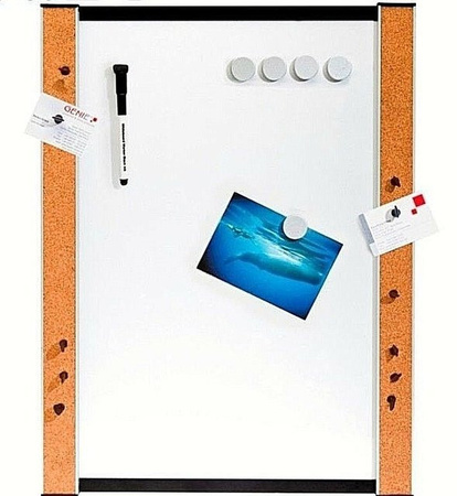 GENIE Whiteboard und Magnettafel mit Korkfläche in Weiß, B/H: 45 x 45 cm