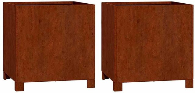 vidaXL Pflanzkübel mit Beinen aus Cortenstahl, 2er Set, Braun, B/T/H: 40 x 40 x 40 cm - Bild 1