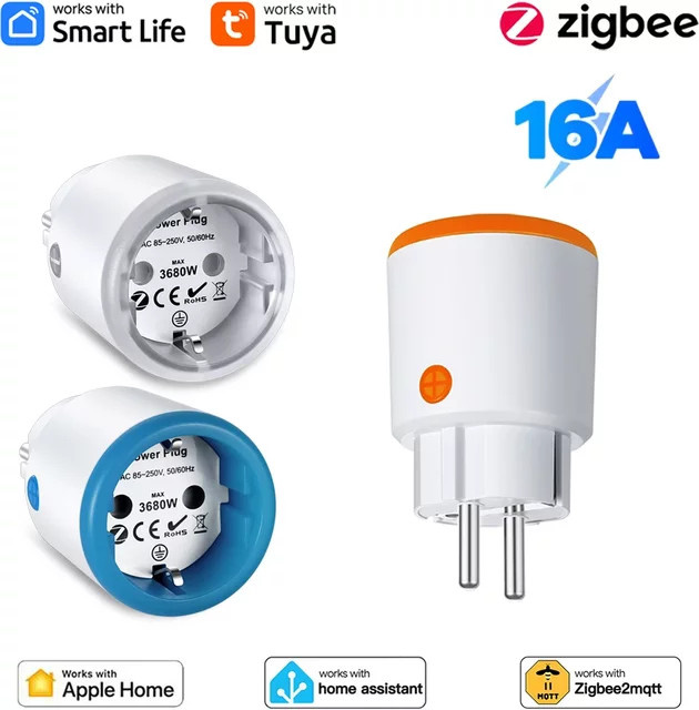 Tuya Zigbee Smart Power Stecker 16A EU Steckdose mit Energieüberwachung und Timer in Weiß, kompatibel mit Alexa und Google Home - Bild 1