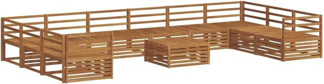 vidaXL Sofagarnitur 11-teilig aus Akazie Massivholz in Natur Braun im U-Shape Design - Bild 1